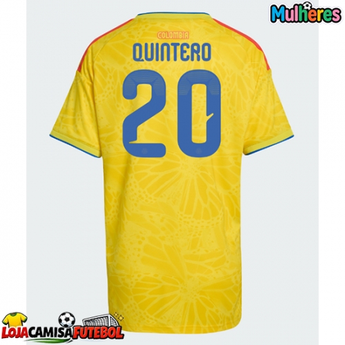 Camisa de Futebol Colômbia Juan Fernando Quintero #20 Equipamento Principal Mulheres Mundo 2026 Manga Curta